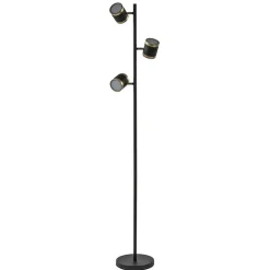 Straluma 3-Lichts vloerlamp zwart/goud met dimbare spots> Vloerlampen|Woonkamerlampen