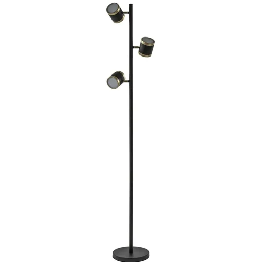Straluma 3-Lichts vloerlamp zwart/goud met dimbare spots> Vloerlampen|Woonkamerlampen
