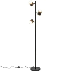 Straluma 3-Lichts vloerlamp zwart/goud met dimbare spots> Vloerlampen|Woonkamerlampen