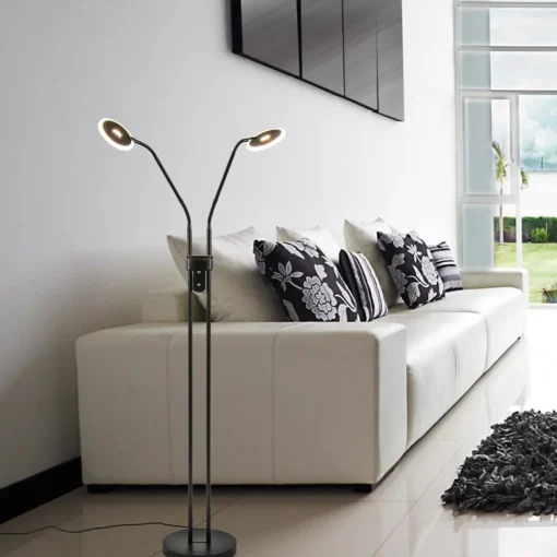 Straluma 2-Lichts vloer/leeslamp zwart met dimbaar LED> Vloerlampen|Leeslampen
