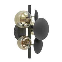 Straluma 3-Lichts wandlamp grijs/goud met amber glas> Wandlampen|Woonkamerlampen