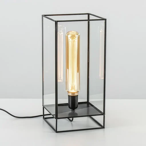 Straluma Light & Living tafellamp Solas zwart met glas> Tafellampen|Light and Living
