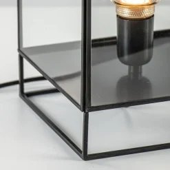 Straluma Light & Living tafellamp Solas zwart met glas></noscript> Tafellampen|Light and Living