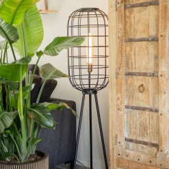 Straluma Light & Living vloerlamp Toah zwart met antiek brons></noscript> Vloerlampen|Driepoot lampen