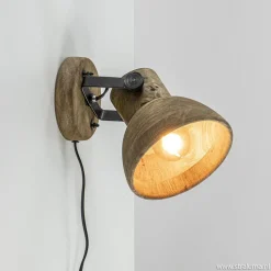 Straluma Light & Living wandlamp Ilanio hout met metaal> Light and Living|Woonkamerlampen