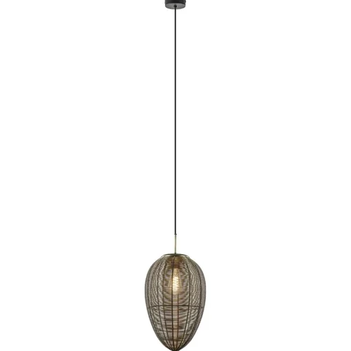 Straluma Light and Living hanglamp Yaelle antiek brons met zwart> Draadlampen|Light and Living