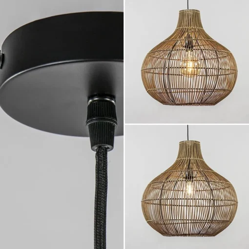 Straluma Light and Living hanglamp Pacino donker rotan> Eettafellampen|Light and Living