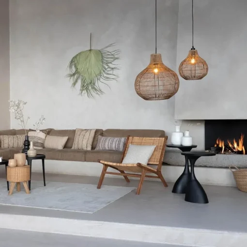 Straluma Light and Living hanglamp Pacino donker rotan> Eettafellampen|Light and Living