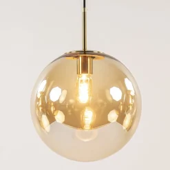 Straluma Light and Living hanglamp Medina 3L goud met amber glas></noscript> Eettafellampen|Light and Living