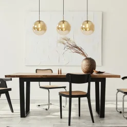 Straluma Light and Living hanglamp Medina 3L goud met amber glas></noscript> Eettafellampen|Light and Living