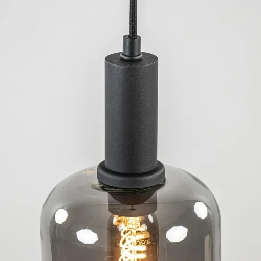 Straluma Light and Living hanglamp Lekar zwart met smoke glas klein> Hanglampen|Light and Living