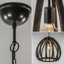 Straluma Light and Living hanglamp Barsia wood dark brown></noscript> Eettafellampen|Light and Living
