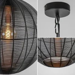Straluma Light and Living hanglamp Amarah rond mat zwart></noscript> Eettafellampen|Draadlampen