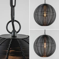 Straluma Light and Living hanglamp Amarah rond mat zwart></noscript> Eettafellampen|Draadlampen