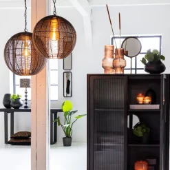 Straluma Light and Living hanglamp Amarah rond mat zwart></noscript> Eettafellampen|Draadlampen