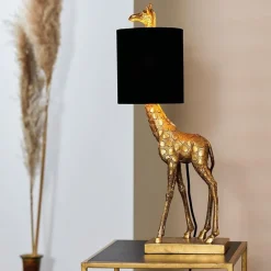 Straluma Light and Living tafellamp Giraffe klein antiek brons/velvet zwart></noscript> Tafellampen|Light and Living