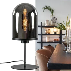 Straluma Light and Living tafellamp Maverick zwart met smoke glas></noscript> Tafellampen|Light and Living