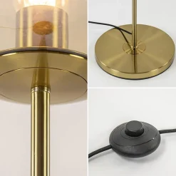 Straluma Light and Living vloerlamp Medina goud met amber glas></noscript> Vloerlampen|Light and Living