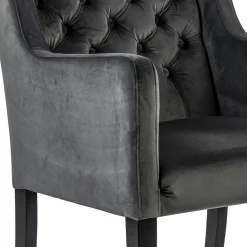 Straluma Luxe armstoel velvet mid grey met zwarte eiken poot></noscript> Eetkamerstoelen