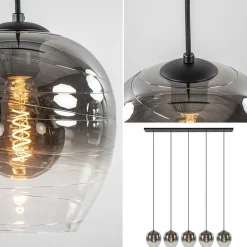 Straluma Luxe 5-lichts eettafelhanglamp smoke glas met verloop><noscript><img width=