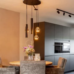 Straluma Luxe 5-lichts hanglamp mat zwart E27+GU10 rond><noscript><img width=