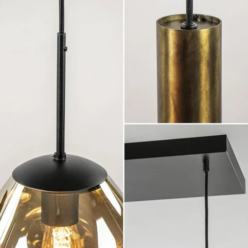 Straluma Luxe 6-lichts hanglamp met goud glas en cilinders> Eettafellampen|Eetkamerverlichting