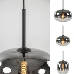 Straluma Luxe 3-lichts hanglamp rond met smoke glazen kappen><noscript><img width=