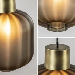 Straluma Luxe 5-lichts videlamp zwart/brass met mat zwart glas></noscript> Hanglampen|Videverlichting