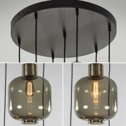 Straluma Luxe 7-lichts videlamp zwart/brons met smoke glas></noscript> Videverlichting|Pendel Lampen