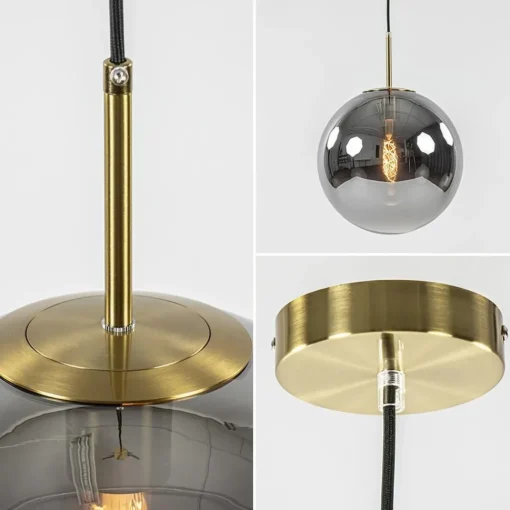 Straluma Luxe Light and Living hanglamp Medina brons met smoke glas> Light and Living|Woonkamerlampen
