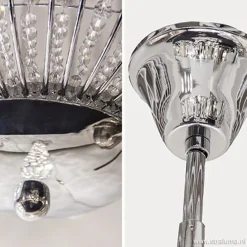 Straluma Luxe ronde hanglamp kristal met chroom></noscript> Eettafellampen|Woonkamerlampen