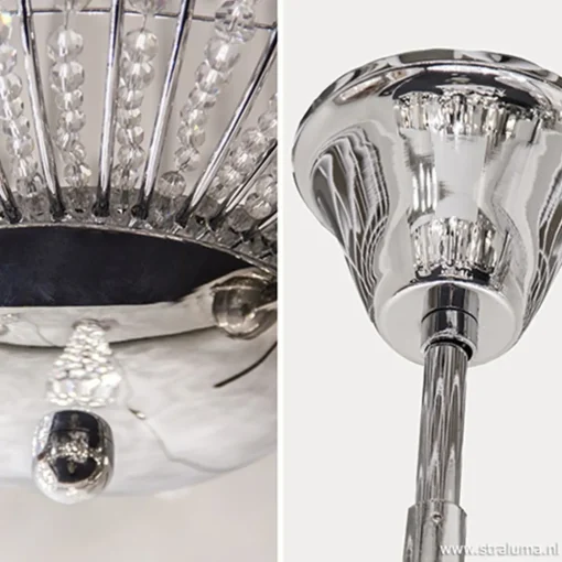 Straluma Luxe ronde hanglamp kristal met chroom> Eettafellampen|Woonkamerlampen