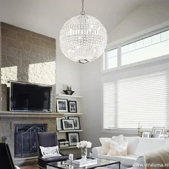 Straluma Luxe ronde hanglamp kristal met chroom></noscript> Eettafellampen|Woonkamerlampen