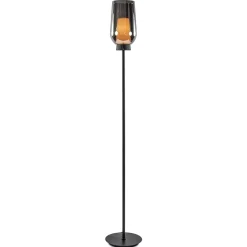 Straluma Luxe vloerlamp zwart marmer met smoke glazen kap> Vloerlampen|Klassieke Verlichting