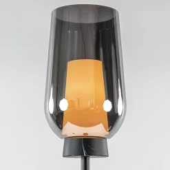Straluma Luxe vloerlamp zwart marmer met smoke glazen kap></noscript> Vloerlampen|Klassieke Verlichting