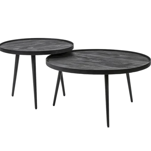 Straluma Mango houten koffietafel set van 2 zwart> Bijzettafels|Salontafels