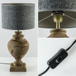 Straluma Massief houten lampvoet Milazzo met bronzen fitting></noscript> Tafellampen|Lampenvoeten