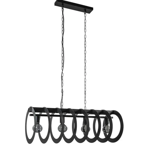 Straluma Mat zwart metalen hanglamp Rings> Eettafellampen|Keukenverlichting
