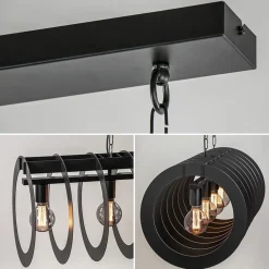 Straluma Mat zwart metalen hanglamp Rings></noscript> Eettafellampen|Keukenverlichting