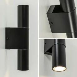 Straluma Mat zwarte cilinder wandlamp up+down></noscript> Eetkamerverlichting|Wandlampen