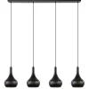 Straluma Mat zwarte eettafelhanglamp zwart met goud 4-lichts> Eettafellampen|Keukenverlichting