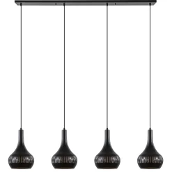 Straluma Mat zwarte eettafelhanglamp zwart met goud 4-lichts> Eettafellampen|Keukenverlichting