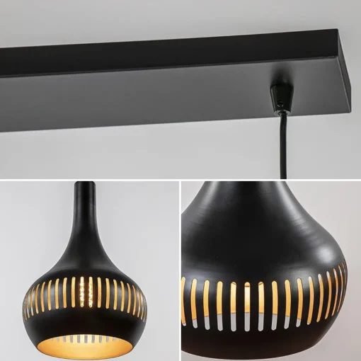 Straluma Mat zwarte eettafelhanglamp zwart met goud 4-lichts> Eettafellampen|Keukenverlichting