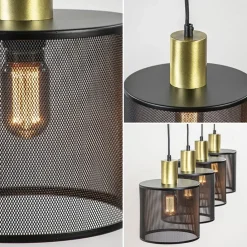 Straluma Mat zwarte eettafelhanglamp cilinder kappen met goud></noscript> Eettafellampen|Pendel Lampen