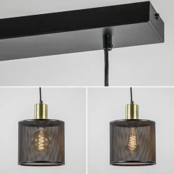 Straluma Mat zwarte eettafelhanglamp cilinder kappen met goud></noscript> Eettafellampen|Pendel Lampen
