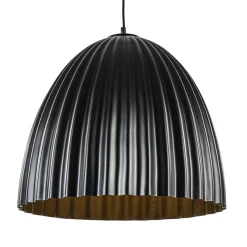 Straluma Mat zwarte hanglamp hoge koepel met relief> Keukenverlichting|Eetkamerverlichting