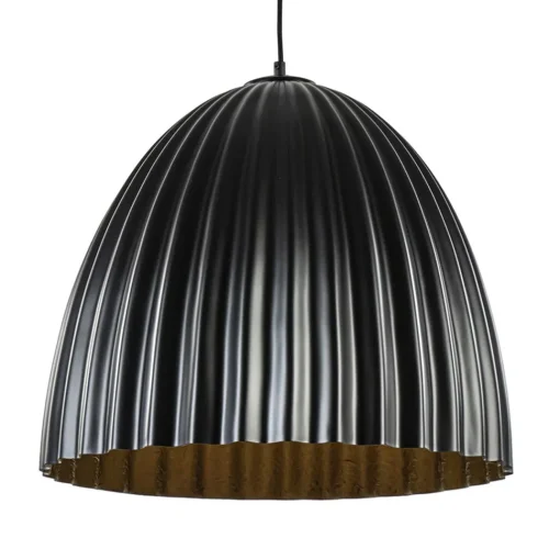 Straluma Mat zwarte hanglamp hoge koepel met relief> Keukenverlichting|Eetkamerverlichting