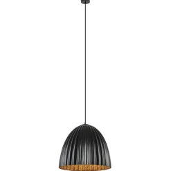 Straluma Mat zwarte hanglamp hoge koepel met relief> Keukenverlichting|Eetkamerverlichting