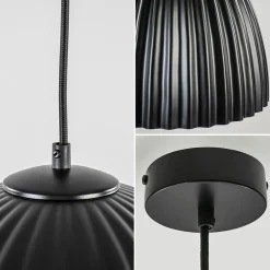 Straluma Mat zwarte hanglamp hoge koepel met relief></noscript> Keukenverlichting|Eetkamerverlichting