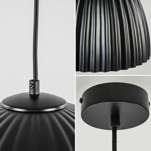 Straluma Mat zwarte hanglamp hoge koepel met relief> Keukenverlichting|Eetkamerverlichting